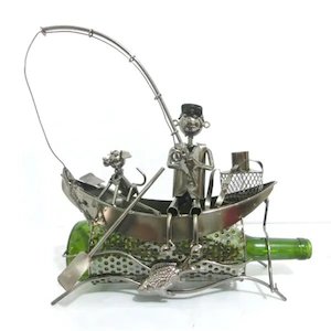 Father Day Gifts Nz: Wine Bottle Holder Fishing With Dog