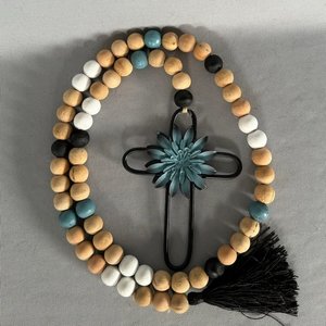 Blue Flower Cross Beaded Rope 106cm