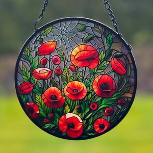 Poppies Stained Glass Hanger 11.5cm