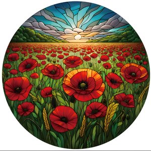 Poppies Stained Glass Hanger 30cm