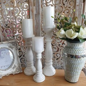 Home Decor Accessories Nz: Oval Wooden Candle Holder White-Small