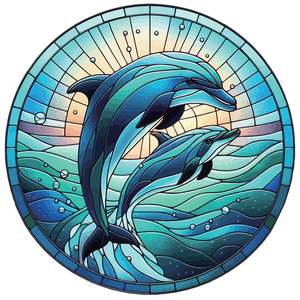 Home Decor Accessories Nz: Dolphins Stained Glass Hanger 30cm