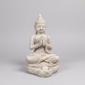 Greeting Buddha Candle Holder-Cream