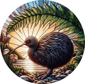Home Decor Accessories Nz: Kiwi Stained Glass Hanger 30cm
