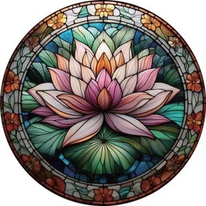 Home Decor Accessories Nz: Lotus Flower Stained Glass Hanger 30cm