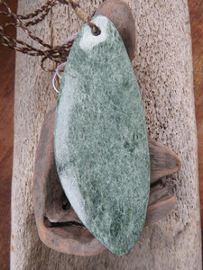 Toaroha River Frosted Jade Broad Roimata Pendant Woven Stone Jade