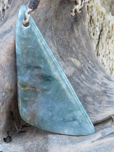Guatemalan Blue Jadeite Trigonal Drop Pendant Woven Stone Jade
