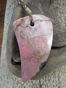 Products: Akatore Rhodonite Niho Mako Pendant Woven Stone Jade