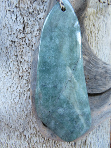 Products: Large Guatemalan Blue Jadeite Freeform Drop Pendant Woven Stone Jade