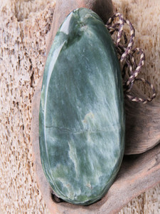 Products: Large Hokitika River Pipiwharauroa Jade Roimata Pendant Woven Stone Jade