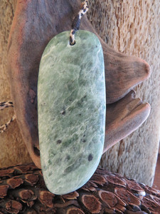 Kokatahi River Flower Jade Freeform Drop Pendant Woven Stone Jade
