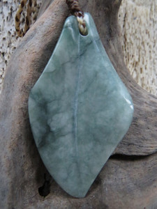 Products: Guatemalan Blue Jadeite Frost-wood Leaf Pendant Woven Stone Jade