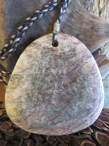 Aroha Stone Large Pebble Pendant Woven Stone Jade