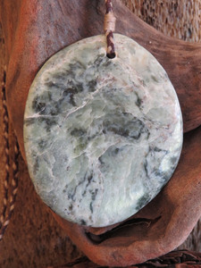 Products: Pale Kokopu Pebble-Form Pendant Woven Stone Jade