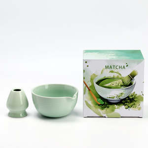 Celadon Vertical Stripe Matcha Set 2 Pieces