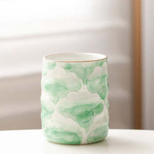 Hand-Painted Peony Glass 200ml (Green)