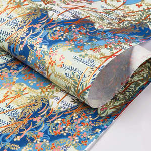 Blue & Gold Botanical Gift Wrapping Paper