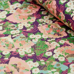 Gift Wrapping: Purple & Pastel Floral Fans Gift Wrapping Paper