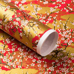 Gift Wrapping: Red & Gold Sakura Gift Wrapping Paper