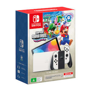 Nintendo Switch: Nintendo Switch OLED Console with Super Mario Bros. Wonder & 12 Months Nintendo Switch Online (White)