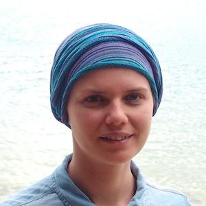 Scarves, Wraps: Ocean Blues Tribal Turban Wrap