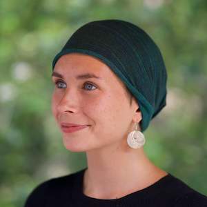 Scarves, Wraps: Forest Greens Knit Chemo Bandana