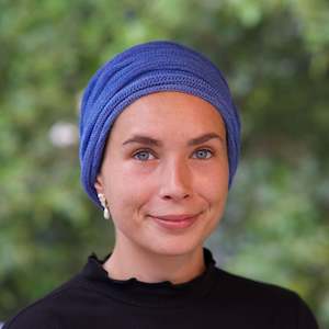 Scarves, Wraps: Pastel Blue Knitted Turban Wrap