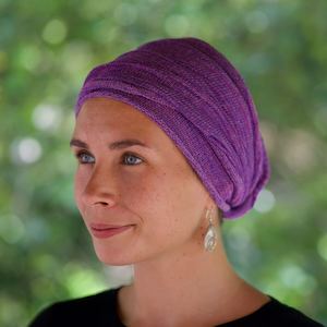 Lilac Purple Knit Turban Wrap