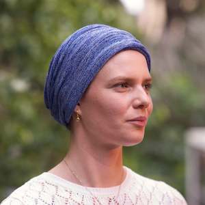 Alpine Blues Knit Turban Wrap