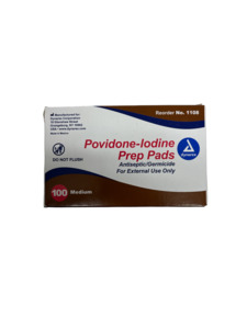 Povidone Iodine 10% Prep Pads (Bx 100)