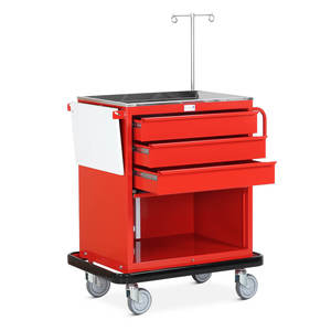 WT210 - Resuscitation Trolley Mild Steel - 3 x 96mm Deep Drawers, Lower Cupboard