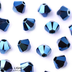 Swarovski 5301 (Bicone): Swarovski Beads 5301 - Metallic Blue /4mm