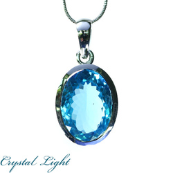 Sterling Silver Pendants: Swiss Blue Topaz Faceted Pendant