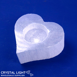 Selenite Heart Candle Holder Small