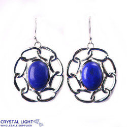 Sterling Silver Earrings: Lapis Lazuli Oval Chain Earrings