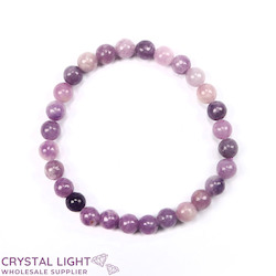 6mm Round Bead Bracelets: Lepidolite Bracelet 6mm