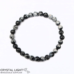 6mm Round Bead Bracelets: Snowflake Obsidian Bracelet 6mm