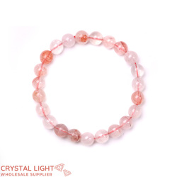 8mm Round Bead Bracelets: Red Hematoid Quartz Bracelet 8mm