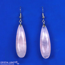 Non-Sterling Silver Earrings: Rose Quartz Faceted Drop Earrings