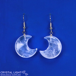 Non-Sterling Silver Earrings: Clear Quartz Moon Earrings