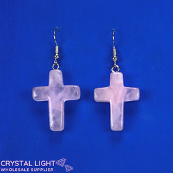 Non-Sterling Silver Earrings: Rose Quartz Cross Earrings