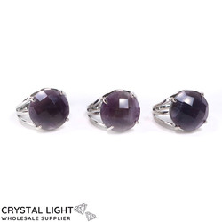 Non Sterling & Other Rings: Amethyst Faceted Round Ring