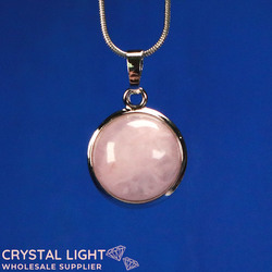 Rose Quartz Round Pendant with Frame
