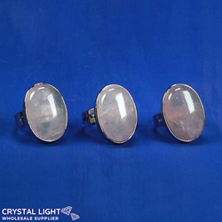 Rings: Rose Quartz Adjustable Ring - Oval