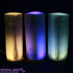 Selenite Rectangle Lamp with USB Stand