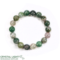 10mm Round Bead Bracelets: Moss Agate Bracelet 10mm