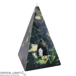 Crystal Candles: Seraphinite&nbsp;Pyramid Candle Large