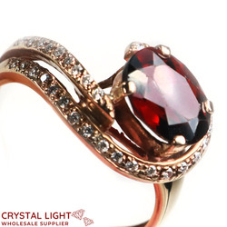 Garnet and Diamond Swirl Gold Ring /9kt