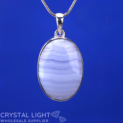 Blue Lace Agate Oval Pendant
