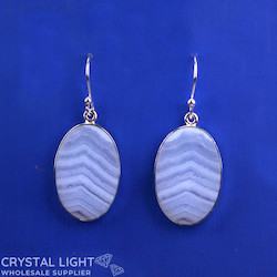 Sterling Silver Earrings: Blue Lace Agate Hook Earrings